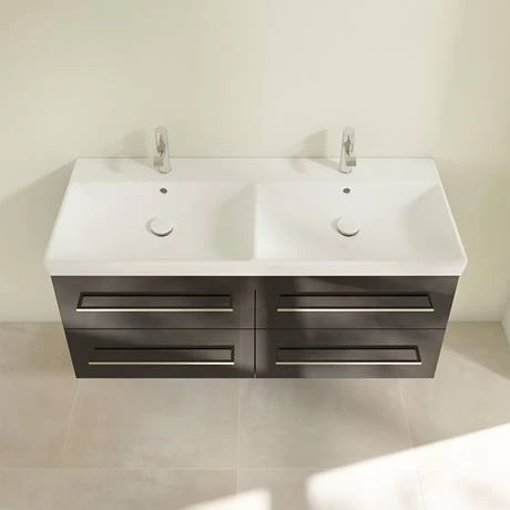 Villeroy and Boch Avento Crystal Black 1200mm Wall Hung 4-Drawer Double Vanity Unit 6 Villeroy and Boch Avento Crystal Black 1200mm Wall Hung 4-Drawer Double Vanity Unit - Image 4
