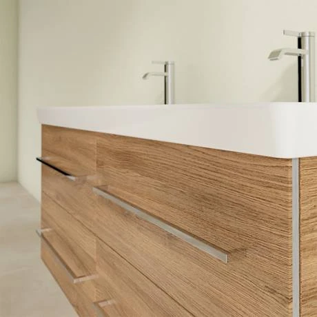 Villeroy and Boch Avento Oak Kansas 1200mm Wall Hung 4-Drawer Double Vanity Unit 7 Villeroy and Boch Avento Oak Kansas 1200mm Wall Hung 4-Drawer Double Vanity Unit - Image 5