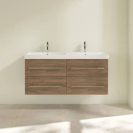 Villeroy and Boch Avento Arizona Oak 1200mm Wall Hung 4-Drawer Double Vanity Unit 5 Villeroy and Boch Avento Arizona Oak 1200mm Wall Hung 4-Drawer Double Vanity Unit - Image 3