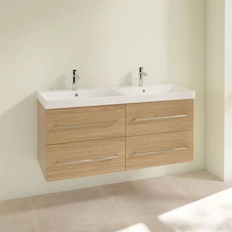 Villeroy and Boch Avento Nordic Oak 1200mm Wall Hung 4-Drawer Double Vanity Unit 4 Villeroy and Boch Avento Nordic Oak 1200mm Wall Hung 4-Drawer Double Vanity Unit - Image 2