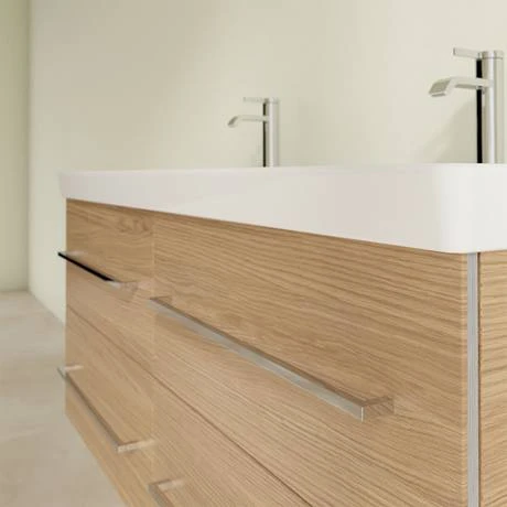 Villeroy and Boch Avento Nordic Oak 1200mm Wall Hung 4-Drawer Double Vanity Unit 7 Villeroy and Boch Avento Nordic Oak 1200mm Wall Hung 4-Drawer Double Vanity Unit - Image 5