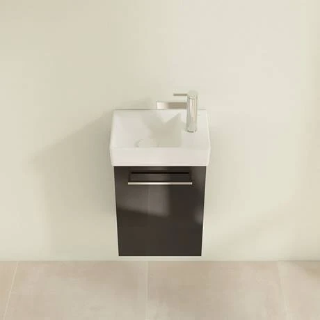 Villeroy and Boch Avento Crystal Black 360mm Wall Hung Vanity Unit with Left Bowl Basin 6 Villeroy and Boch Avento Crystal Black 360mm Wall Hung Vanity Unit with Left Bowl Basin - Image 4