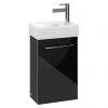 Villeroy and Boch Avento Crystal Black 360mm Wall Hung Vanity Unit with Left Bowl Basin -Wall Hung Vanity Units Shop SAVE31B301 P