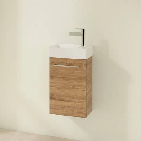 Villeroy and Boch Avento Oak Kansas 360mm Wall Hung Vanity Unit with Left Bowl Basin 4 Villeroy and Boch Avento Oak Kansas 360mm Wall Hung Vanity Unit with Left Bowl Basin - Image 2