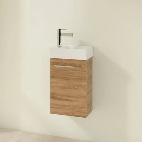 Villeroy and Boch Avento Oak Kansas 360mm Wall Hung Vanity Unit with Right Bowl Basin 4 Villeroy and Boch Avento Oak Kansas 360mm Wall Hung Vanity Unit with Right Bowl Basin - Image 2