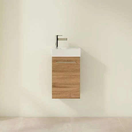 Villeroy and Boch Avento Oak Kansas 360mm Wall Hung Vanity Unit with Right Bowl Basin 5 Villeroy and Boch Avento Oak Kansas 360mm Wall Hung Vanity Unit with Right Bowl Basin - Image 3