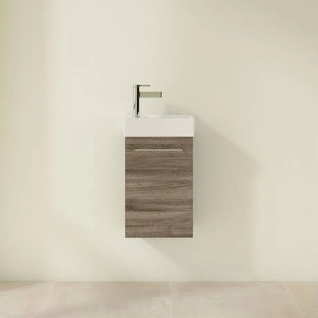 Villeroy and Boch Avento Stone Oak 360mm Wall Hung Vanity Unit with Right Bowl Basin 5 Villeroy and Boch Avento Stone Oak 360mm Wall Hung Vanity Unit with Right Bowl Basin - Image 3