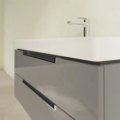 Villeroy and Boch Subway 2.0 Glossy Grey 1000mm Wall Hung 2-Drawer Vanity Unit -Wall Hung Vanity Units Shop SB2GG1000 D2 460
