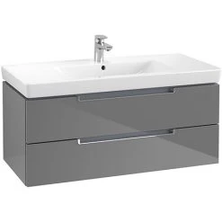 Villeroy and Boch Subway 2.0 Glossy Grey 1000mm Wall Hung 2-Drawer Vanity Unit