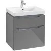 Villeroy and Boch Subway 2.0 Glossy Grey 600mm Wall Hung 2-Drawer Vanity Unit -Wall Hung Vanity Units Shop SB2GG600 P