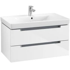 Villeroy and Boch Subway 2.0 Glossy White 800mm Wall Hung 2-Drawer Vanity Unit