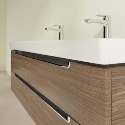 Villeroy and Boch Subway 2.0 Arizona Oak 1300mm Wall Hung Double Basin Vanity Unit -Wall Hung Vanity Units Shop SBDB13AO D2 460