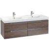 Villeroy and Boch Subway 2.0 Arizona Oak 1300mm Wall Hung Double Basin Vanity Unit -Wall Hung Vanity Units Shop SBDB13AO P