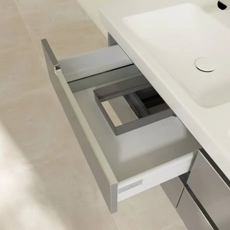 Villeroy and Boch Subway 2.0 Glossy Grey 1300mm Wall Hung Double Basin Vanity Unit 7 Villeroy and Boch Subway 2.0 Glossy Grey 1300mm Wall Hung Double Basin Vanity Unit - Image 5