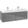 Villeroy and Boch Subway 2.0 Glossy Grey 1300mm Wall Hung Double Basin Vanity Unit -Wall Hung Vanity Units Shop SBDB13GG P