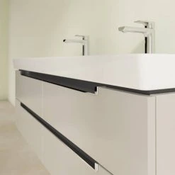 Villeroy and Boch Subway 2.0 Soft Grey 1300mm Wall Hung Double Basin Vanity Unit -Wall Hung Vanity Units Shop SBDB13SG D2 460