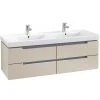Villeroy and Boch Subway 2.0 Soft Grey 1300mm Wall Hung Double Basin Vanity Unit