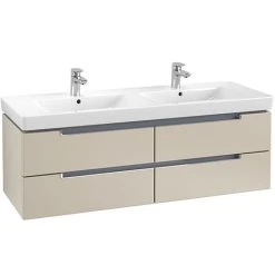 Villeroy and Boch Subway 2.0 Soft Grey 1300mm Wall Hung Double Basin Vanity Unit