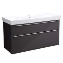 Roper Rhodes Scheme 1000mm Wall Mounted Double Drawer Unit with Ceramic Basin - Gloss Dark Clay