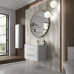 Hudson Reed Solar 800mm Wall Hung Cabinet & Basin - Pure White - SOL104 -Wall Hung Vanity Units Shop SOL104 d2 460