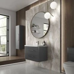 Hudson Reed Solar 800mm Wall Hung Cabinet & Basin - Cool Grey - SOL204 -Wall Hung Vanity Units Shop SOL204 d2 460