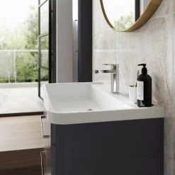 Hudson Reed Solar 800mm Wall Hung Cabinet & Basin - Indigo Blue - SOL304 -Wall Hung Vanity Units Shop SOL304 D1 460
