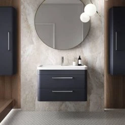 Hudson Reed Solar 800mm Wall Hung Cabinet & Basin - Indigo Blue - SOL304 -Wall Hung Vanity Units Shop SOL304 detail1 460