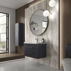 Hudson Reed Solar 800mm Wall Hung Cabinet & Basin - Indigo Blue - SOL304 -Wall Hung Vanity Units Shop SOL304 detail2 460
