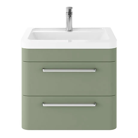 Hudson Reed Solar 600mm Wall Hung Cabinet & Basin - Matt Fern Green - SOL802 3 Hudson Reed Solar 600mm Wall Hung Cabinet & Basin - Matt Fern Green - SOL802