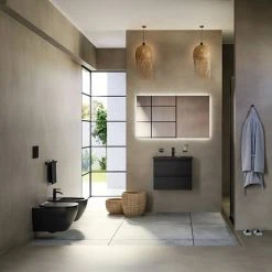 Ideal Standard Tesi Silk Black 600mm 2-Drawer Wall Hung Vanity Unit -Wall Hung Vanity Units Shop TSSB60VAN D3 460