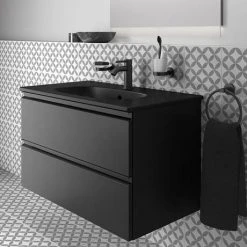 Ideal Standard Tesi Silk Black 800mm 2-Drawer Wall Hung Vanity Unit -Wall Hung Vanity Units Shop TSSB80VAN D1 460