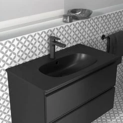 Ideal Standard Tesi Silk Black 800mm 2-Drawer Wall Hung Vanity Unit -Wall Hung Vanity Units Shop TSSB80VAN D2 460