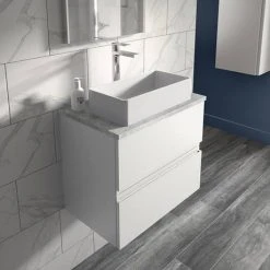 Hudson Reed Urban 600mm Satin White Vanity Unit - Wall Hung 2 Drawer Unit with Grey Worktop 7 Hudson Reed Urban 600mm Satin White Vanity Unit - Wall Hung 2 Drawer Unit with Grey Worktop -Wall Hung Vanity Units Shop URB104LBG D1 460