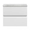 Hudson Reed Urban 600mm Satin White Vanity Unit - Wall Hung 2 Drawer Unit with Grey Worktop -Wall Hung Vanity Units Shop URB104LBG P