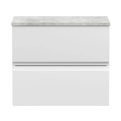 Hudson Reed Urban 600mm Satin White Vanity Unit - Wall Hung 2 Drawer Unit with Grey Worktop 3 Hudson Reed Urban 600mm Satin White Vanity Unit - Wall Hung 2 Drawer Unit with Grey Worktop