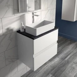 Hudson Reed Urban 600mm Satin White Vanity Unit - Wall Hung 2 Drawer Unit with Black Worktop 7 Hudson Reed Urban 600mm Satin White Vanity Unit - Wall Hung 2 Drawer Unit with Black Worktop -Wall Hung Vanity Units Shop URB104LSB D1 460