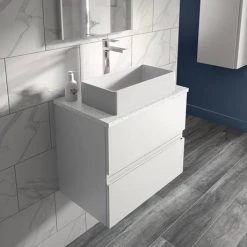 Hudson Reed Urban 600mm Satin White Vanity Unit - Wall Hung 2 Drawer Unit with White Worktop 7 Hudson Reed Urban 600mm Satin White Vanity Unit - Wall Hung 2 Drawer Unit with White Worktop -Wall Hung Vanity Units Shop URB104LSW D1 460