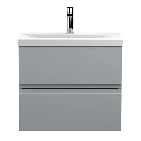 Hudson Reed Urban Satin Grey 600mm Wall Hung 2-Drawer Vanity Unit - URB204A 3 Hudson Reed Urban Satin Grey 600mm Wall Hung 2-Drawer Vanity Unit - URB204A