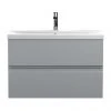Hudson Reed Urban Satin Grey 800mm Wall Hung 2-Drawer Vanity Unit - URB206A -Wall Hung Vanity Units Shop URB206A P