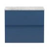 Hudson Reed Urban 600mm Satin Blue Vanity Unit - Wall Hung 2 Drawer Unit with Grey Worktop -Wall Hung Vanity Units Shop URB304LBG P