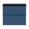 Hudson Reed Urban 600mm Satin Blue Vanity Unit - Wall Hung 2 Drawer Unit with Black Worktop -Wall Hung Vanity Units Shop URB304LSB P