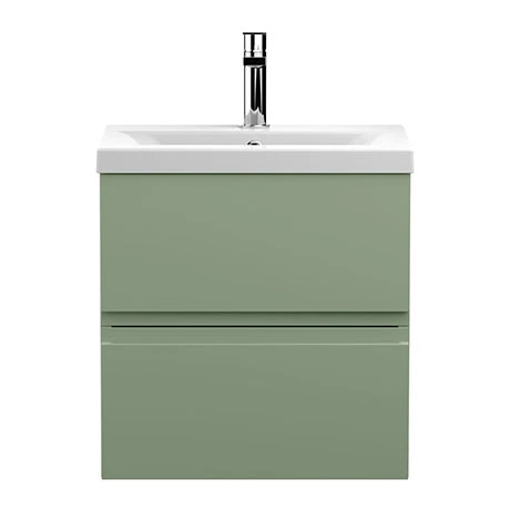 Hudson Reed Urban Satin Green 500mm Wall Hung 2-Drawer Vanity Unit - URB802A 3 Hudson Reed Urban Satin Green 500mm Wall Hung 2-Drawer Vanity Unit - URB802A