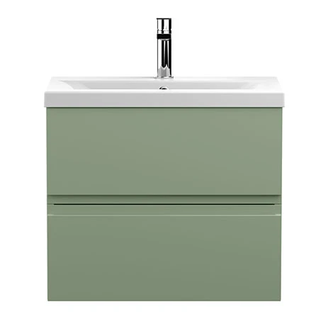 Hudson Reed Urban Satin Green 600mm Wall Hung 2-Drawer Vanity Unit - URB804A 3 Hudson Reed Urban Satin Green 600mm Wall Hung 2-Drawer Vanity Unit - URB804A