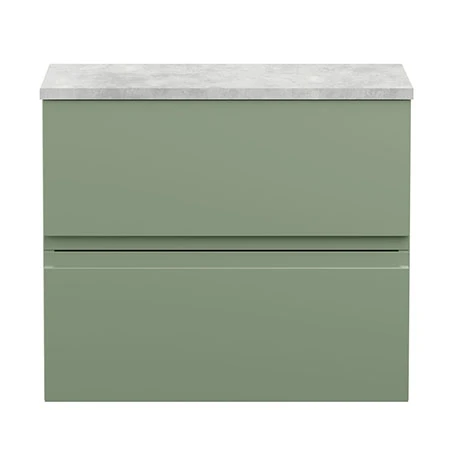 Hudson Reed Urban 600mm Satin Green Vanity Unit - Wall Hung 2 Drawer Unit with Grey Worktop 3 Hudson Reed Urban 600mm Satin Green Vanity Unit - Wall Hung 2 Drawer Unit with Grey Worktop