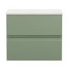 Hudson Reed Urban 600mm Satin Green Vanity Unit - Wall Hung 2 Drawer Unit with White Worktop 1 Hudson Reed Urban 600mm Satin Green Vanity Unit - Wall Hung 2 Drawer Unit with White Worktop -Wall Hung Vanity Units Shop URB804LSW m