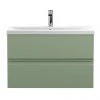 Hudson Reed Urban Satin Green 800mm Wall Hung 2-Drawer Vanity Unit - URB806A -Wall Hung Vanity Units Shop URB806A m
