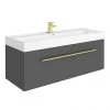 Valencia 1200 Gloss Grey Minimalist Wall Hung Vanity Unit with Brass Handle 1 Valencia 1200 Gloss Grey Minimalist Wall Hung Vanity Unit with Brass Handle -Wall Hung Vanity Units Shop V12GGHBB p