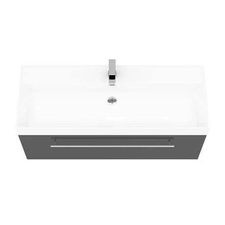 Valencia 1200 Gloss Grey Minimalist Wall Hung Vanity Unit with Chrome Handle 5 Valencia 1200 Gloss Grey Minimalist Wall Hung Vanity Unit with Chrome Handle - Image 3