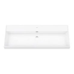 Valencia 1200 Gloss White Minimalist Wall Hung Vanity Unit with Brass Handle -Wall Hung Vanity Units Shop V12WWHBB d3 460