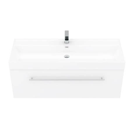 Valencia 1200 Gloss White Minimalist Wall Hung Vanity Unit with Chrome Handle 5 Valencia 1200 Gloss White Minimalist Wall Hung Vanity Unit with Chrome Handle - Image 3